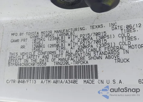 2012 Toyota Tacoma from USA, damaged, VIN 5TFNX4CN9CX015558